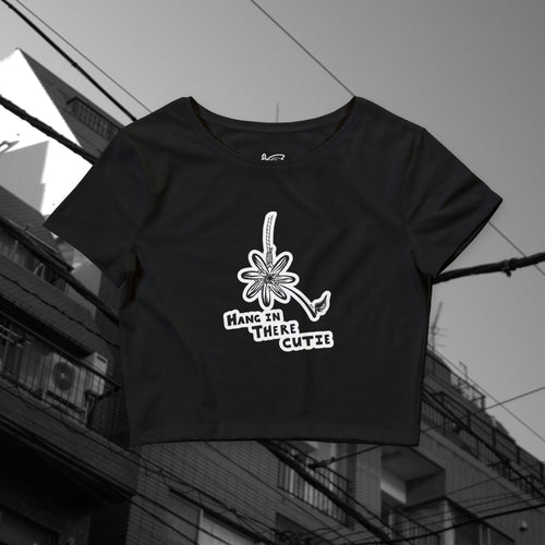 “Hang in There Cutie” Cropped tee - Daisy Graphic Women’s Crop Tee