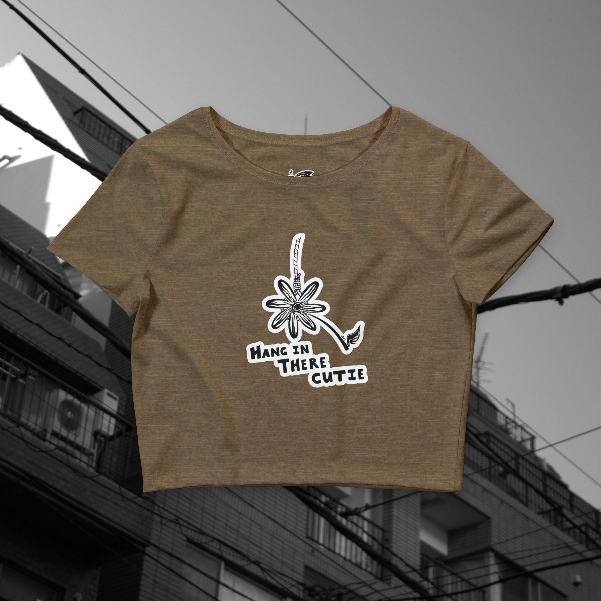“Hang in There Cutie” Cropped tee - Daisy Graphic Women’s Crop Tee